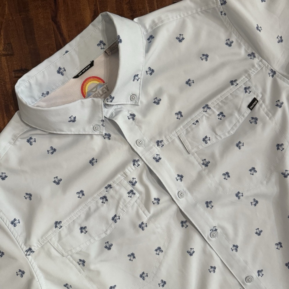 Hurley Fishing Hawaiian Shirt Mens XL Vented Floral Performance Button Light